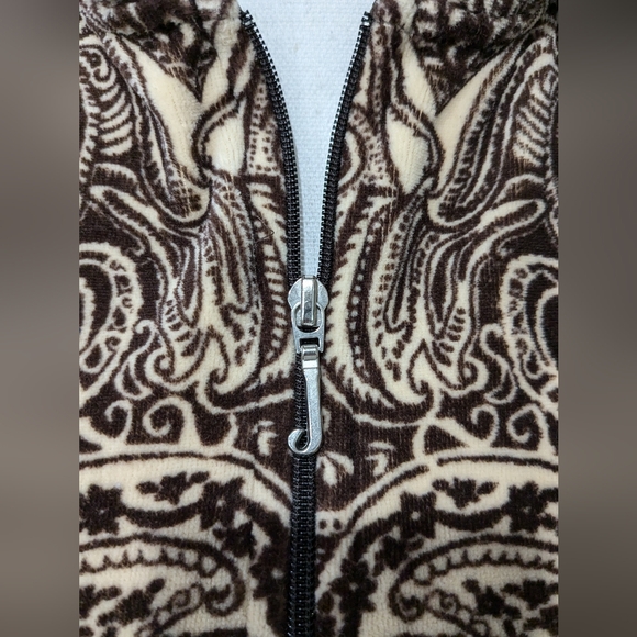 Juicy Couture Y2K Vintage Medium Brown Paisley Velour Full Zip Hoodie Ja… - Picture 6 of 6